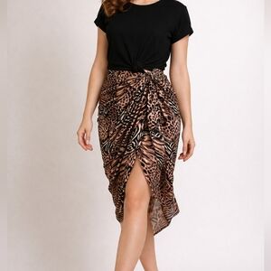 African JUNGLE Mixed Leopard Cheetah Print Swim Cover-up Sarong